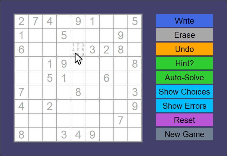 Smooth Sudoku: new game and hover-to-play